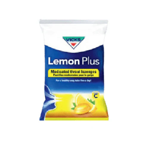 Vicks Lemon Plus Cough Relief Drops – Soothing Lemon-Flavored Menthol Lozenges – 97g
