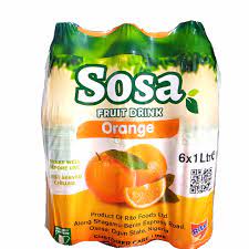 Sosa Orange Fruit Drink – Refreshing Citrus Beverage with Natural Fruit Flavor – 1 L